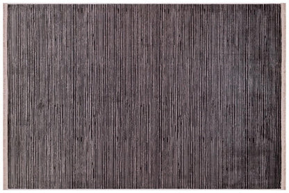 Plain Brown Ribbed Area Rug –Low Pile Carpet (Boho Living Room)