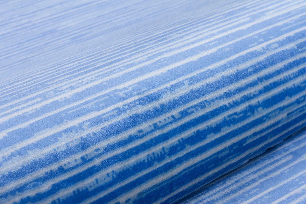 Plain Blue Ribbed Area Rug –Low Pile Carpet (Boho Living Room)