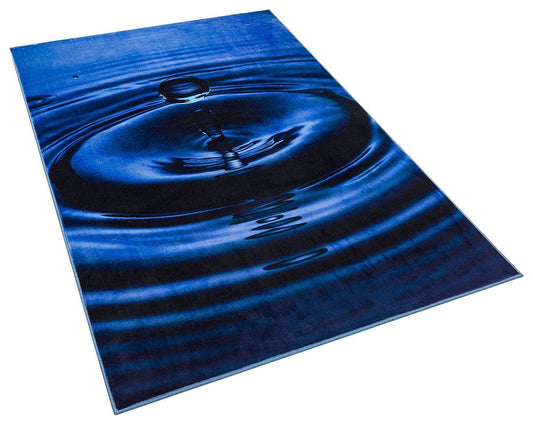 Blue Water Drop Area Rug –Low Pile Carpet (Boho Living Room)