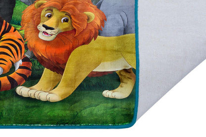 Safari Animals Playroom Rug – Jungle Nursery Decor, Lion, Elephant, Giraffe Carpet