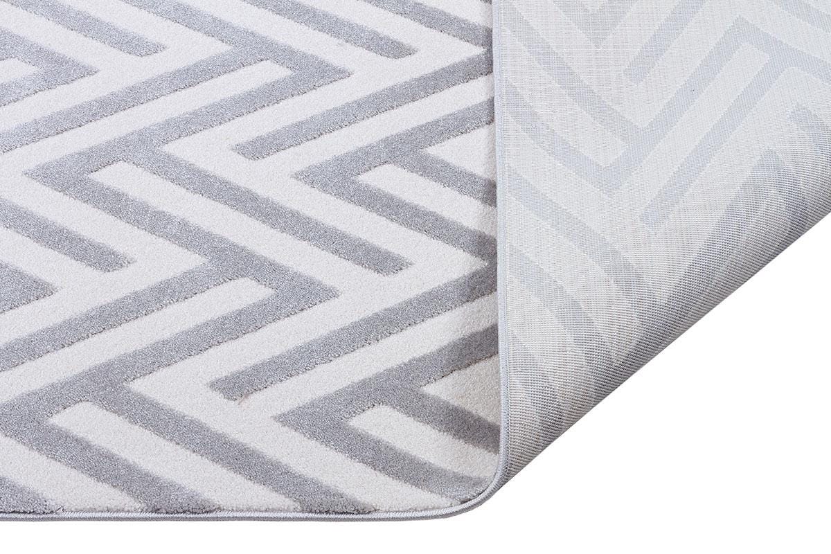 Modern Scandinavian Lattice Area Rug – White & Grey Rug - 200x300cm - 7x10ft