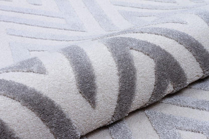 Modern Scandinavian Lattice Area Rug – White & Grey Rug - 200x300cm - 7x10ft