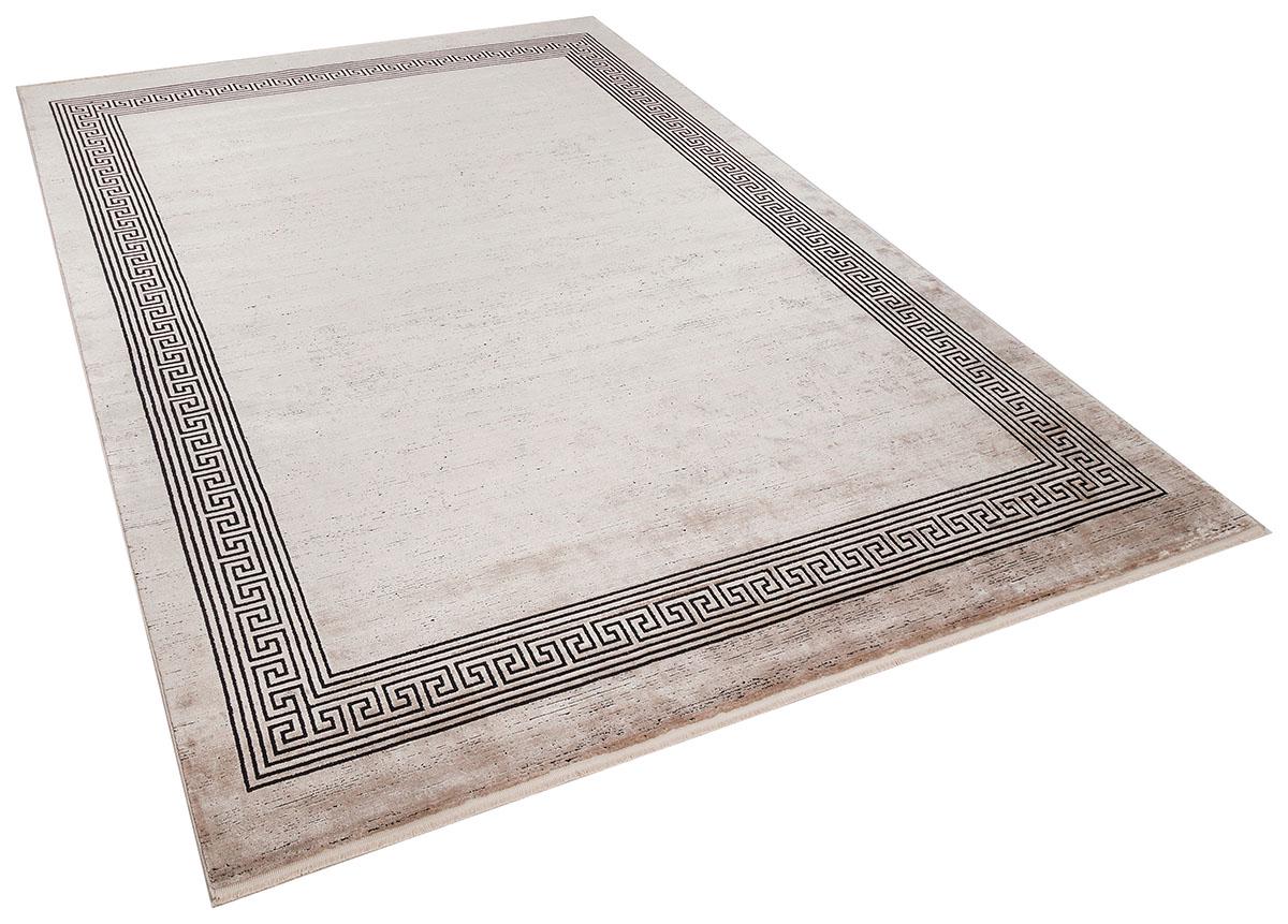 3x5 ft, Modern Brown Bordered Bamboo Rug with fine fringes