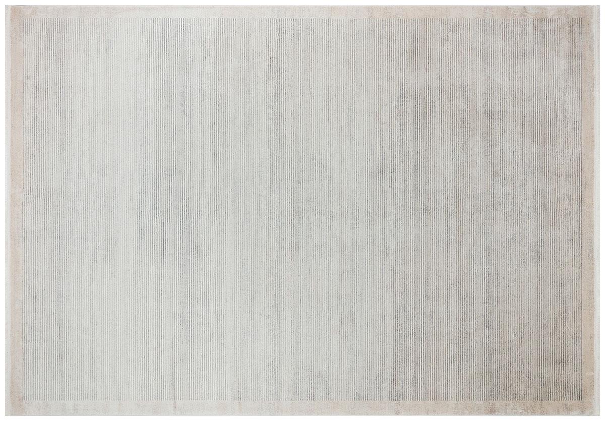 3x5 ft, Modern Beige Bordered Bamboo Rug with fine fringes