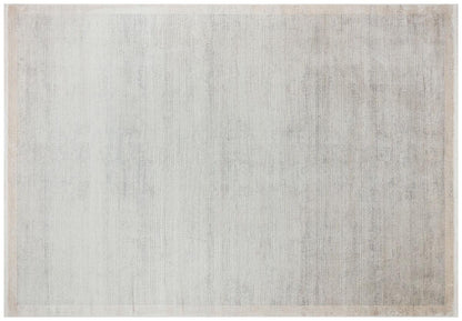 3x5 ft, Modern Beige Bordered Bamboo Rug with fine fringes