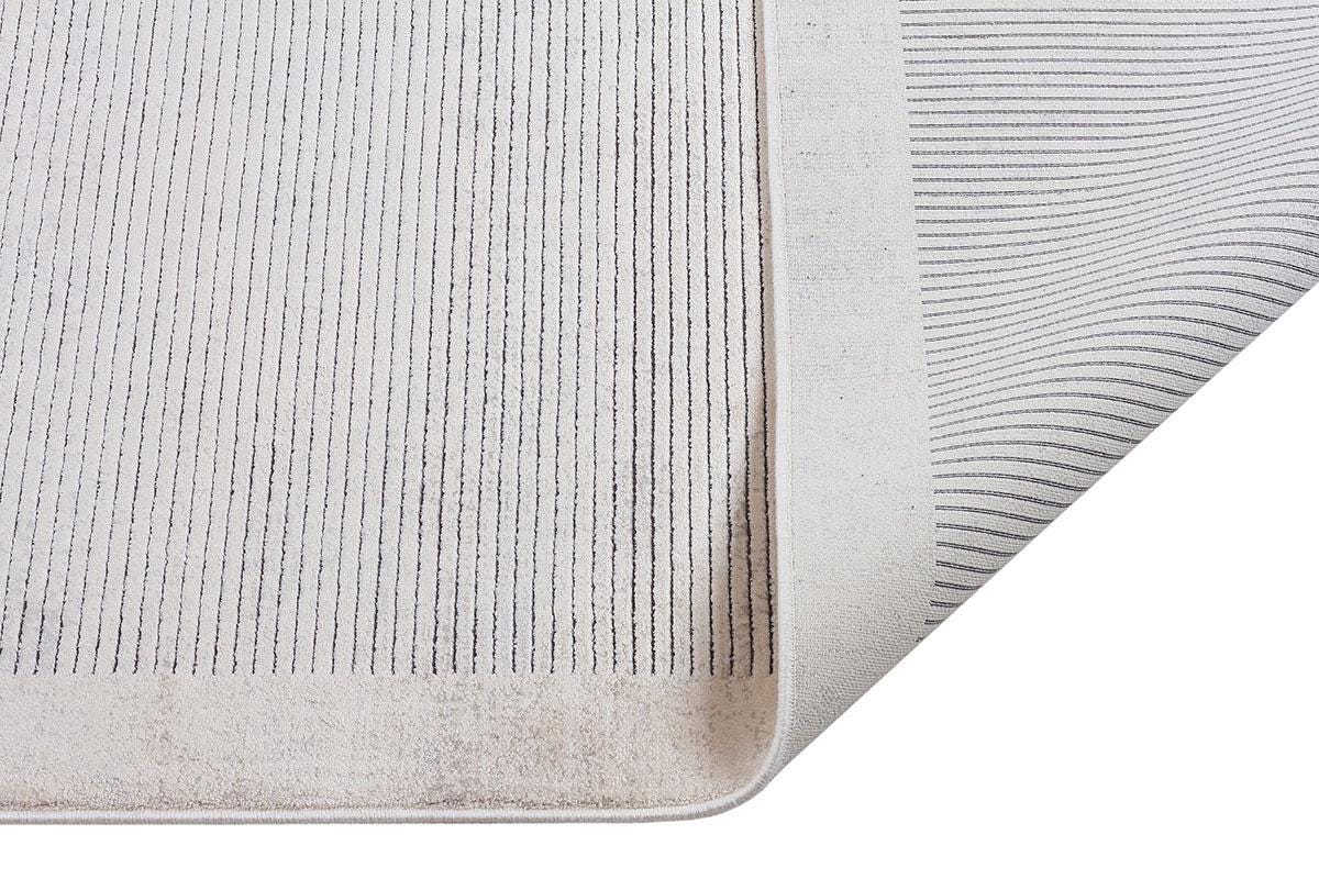 3x5 ft, Modern Beige Bordered Bamboo Rug with fine fringes