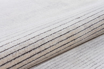 3x5 ft, Modern Beige Bordered Bamboo Rug with fine fringes