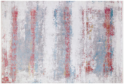 3x5 ft, Modern Red and Blue Bamboo Rug with fine tassels