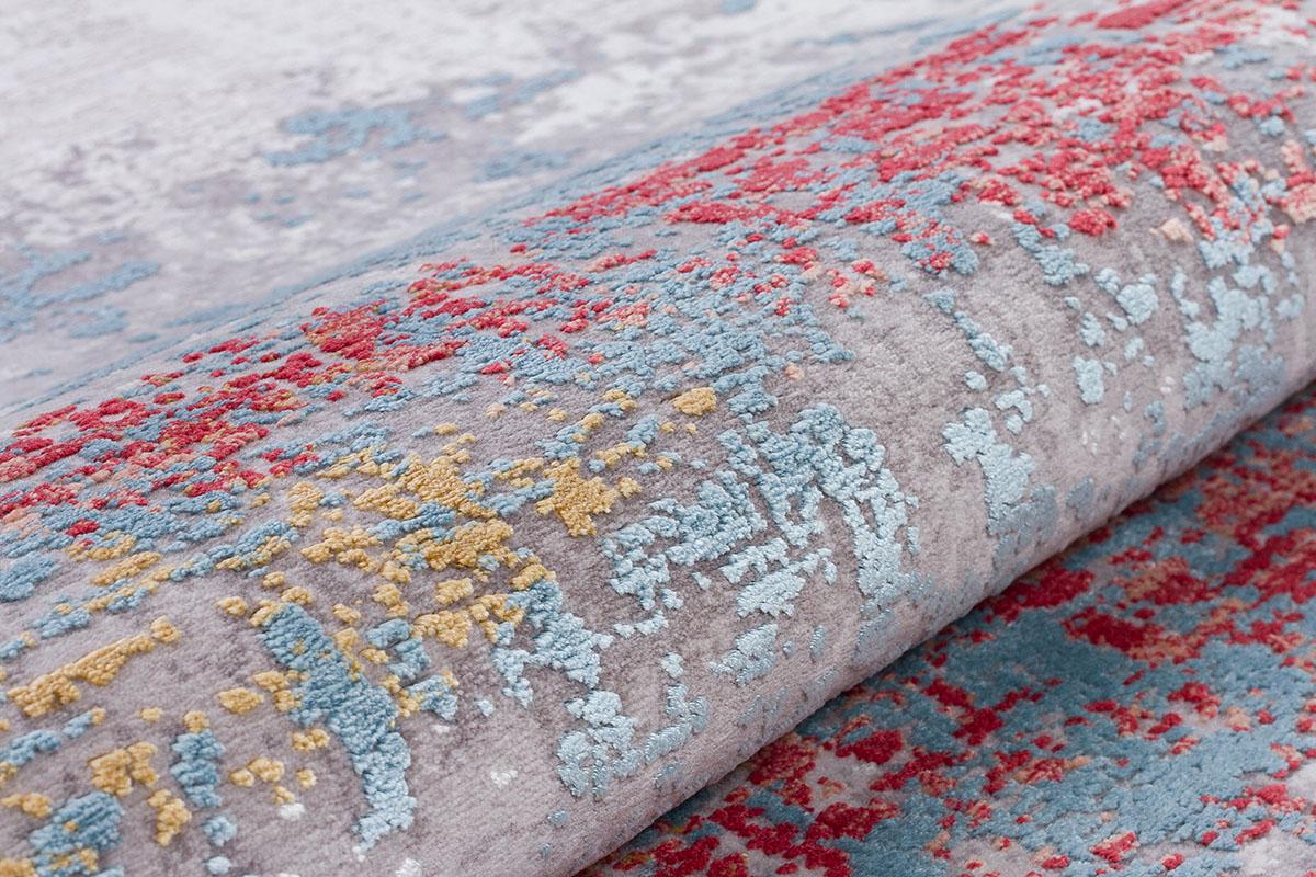 3x5 ft, Modern Red and Blue Bamboo Rug with fine tassels