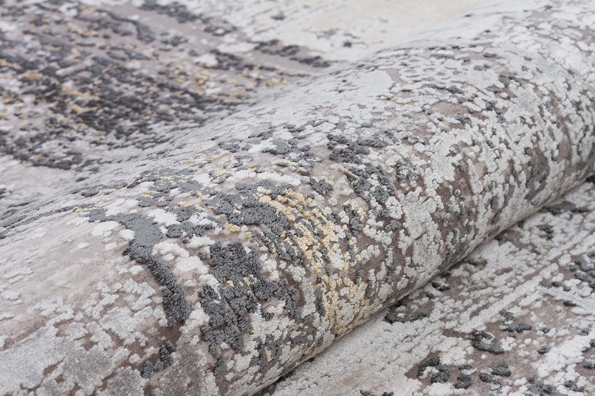 4x6 ft, Modern Distressed Vintage Medallion Rug – Faded Charcoal & Cream Bamboo Silk Style