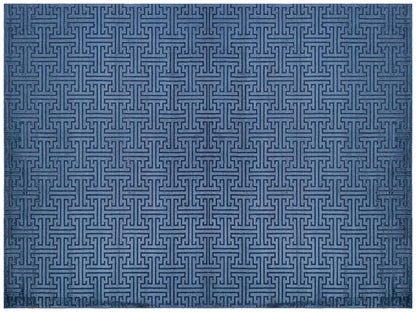 5x7 ft, Modern Geometric Greek Key Bamboo Viscose Rug in Slate Blue