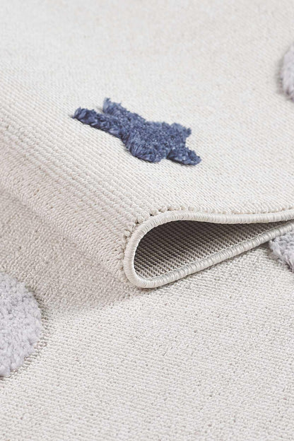 Celestial Moon and Star Rug – Grey Navy Nursery Playroom Mat