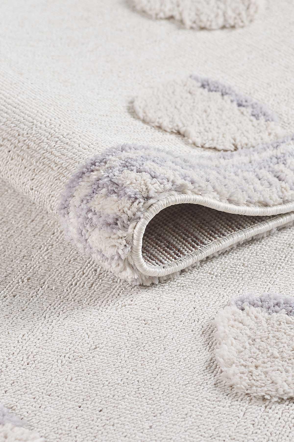 3D Cloud Nursery Rug – Soft Grey Boho Tassels Playroom Decor