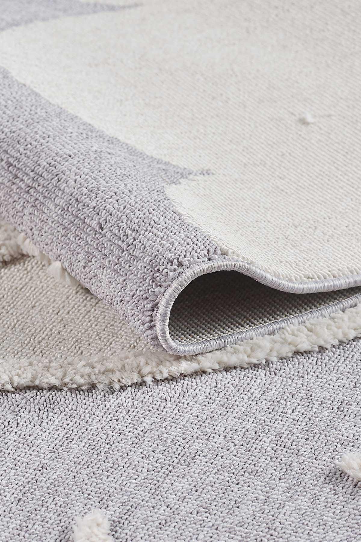 Celestial Moon Stars Nursery Rug | Boho Gray Cloud Playroom Area Carpet