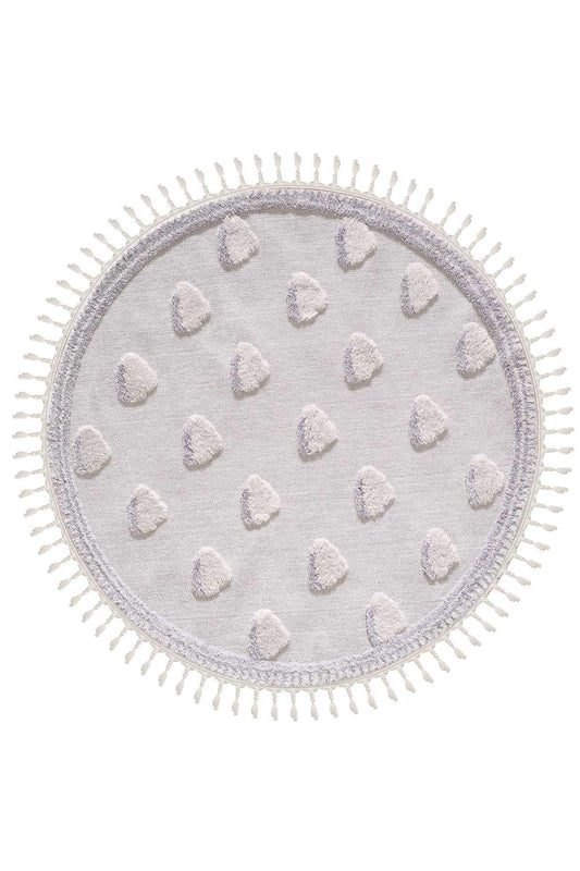 Round Cloud Nursery Rug – Grey Tasseled Playroom Decor, Soft Baby Shower Gift