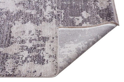 7x10 ft, Modern Abstract Distressed Area Rug in Grey and Silver