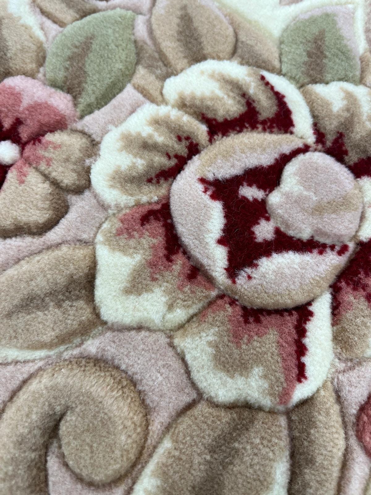 7x10 ft, 100% Wool Hand-Carved Floral Rug, Rose Red Cream, Traditional Persian Medallion Carpet