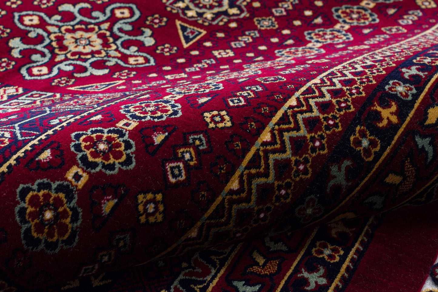 Crimson Red Persian Style Area Rug – Geometric Medallion Oriental Carpet