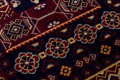 Crimson Red Persian Style Area Rug – Geometric Medallion Oriental Carpet