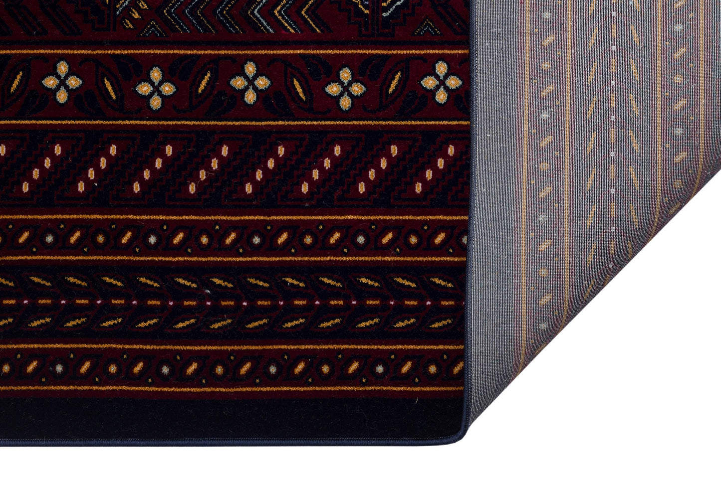 Crimson Red Persian Style Area Rug – Geometric Medallion Oriental Carpet