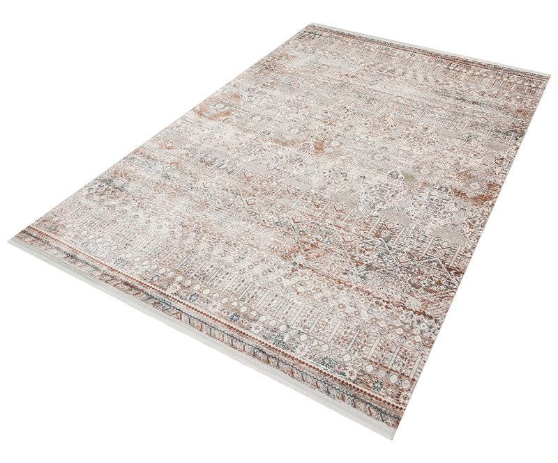 Distressed Persian Style Area Rug – Faded Terracotta Cream Boho Chic Decor