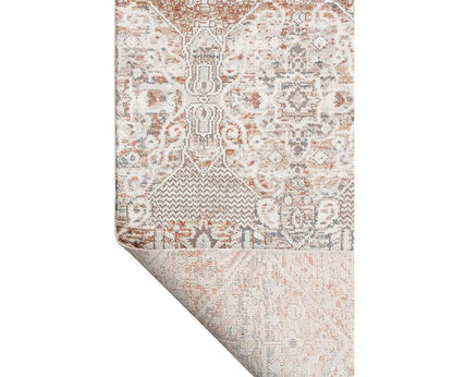 Distressed Persian Style Area Rug – Faded Terracotta Cream Boho Chic Decor