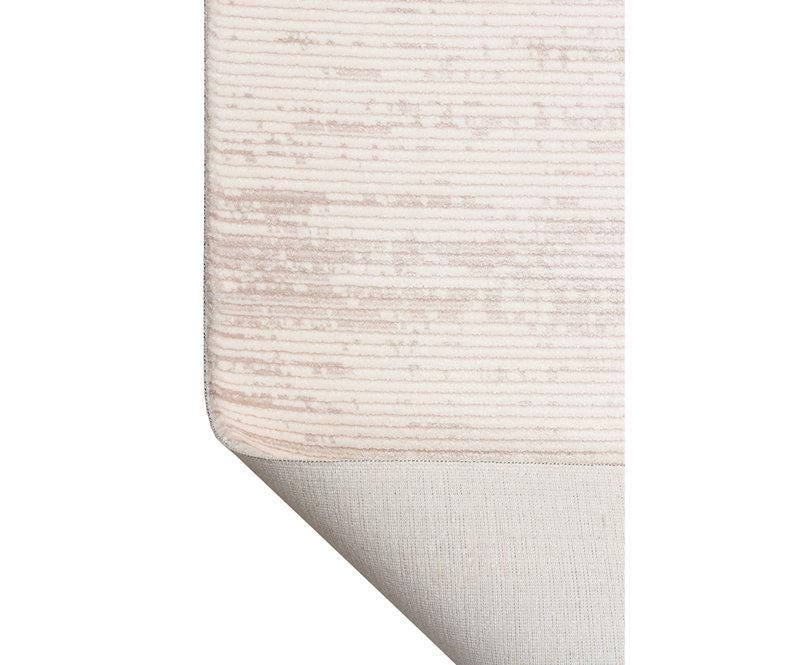 Modern Abstract Runner Rug, Cream Beige Hallway, Low Pile Fringe
