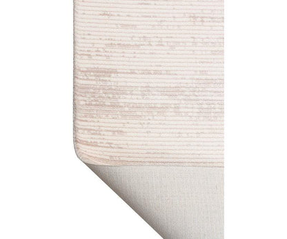 Modern Abstract Runner Rug, Cream Beige Hallway, Low Pile Fringe