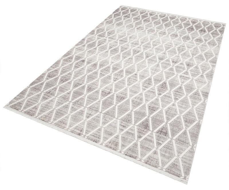 Modern Abstract Runner Rug, Distressed Cream Beige Hallway, Washable Low Pile Fringe