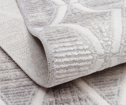 Modern Abstract Runner Rug, Distressed Cream Beige Hallway, Washable Low Pile Fringe