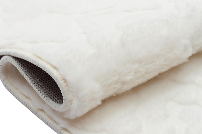 Cream Soft Fur Rug: Soft Washable Plush Carpet