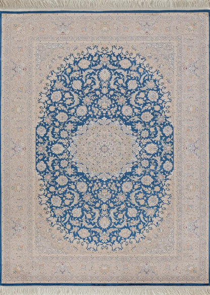 7x10 ft, Fine Turkish Silk Rug with Handmade Fringes