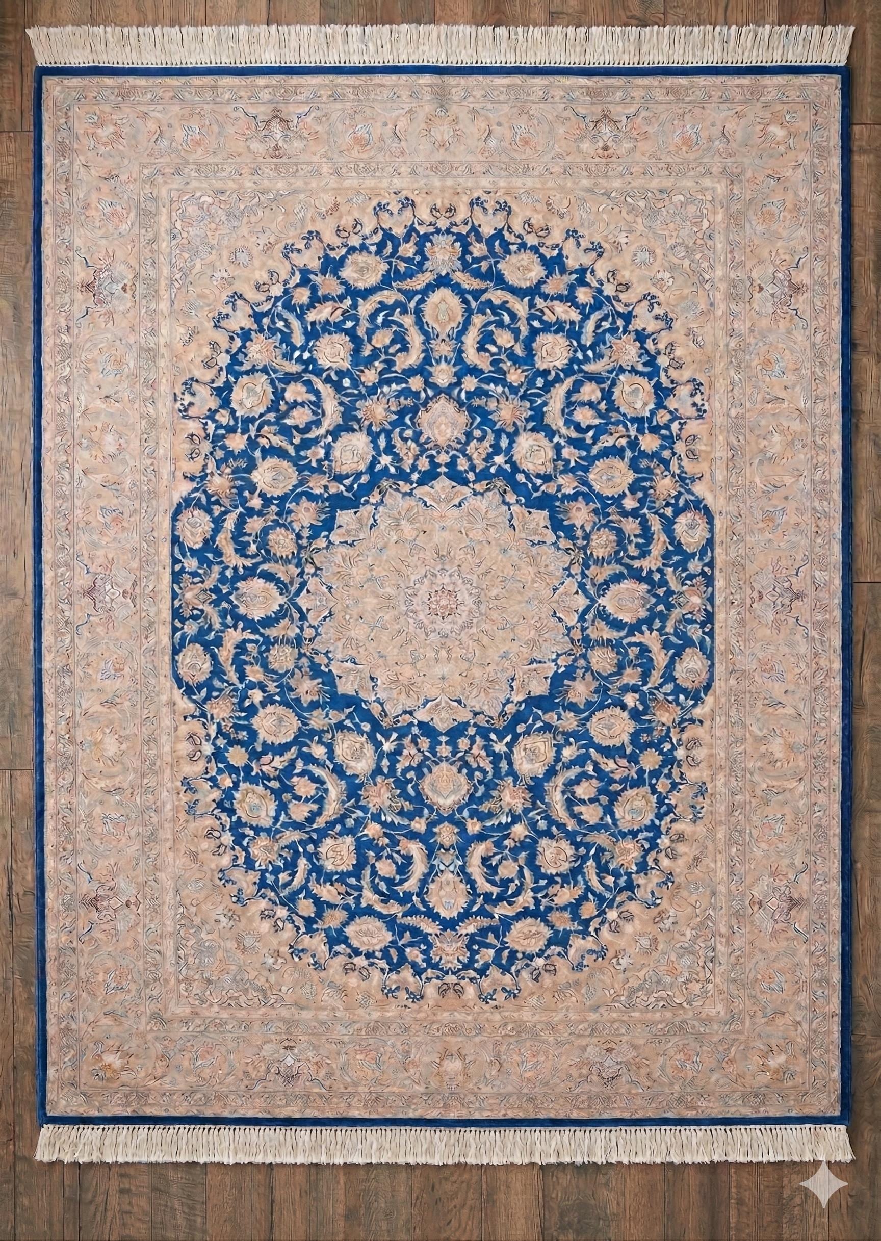 7x10 ft, Fine Turkish Silk Rug with Handmade Fringes
