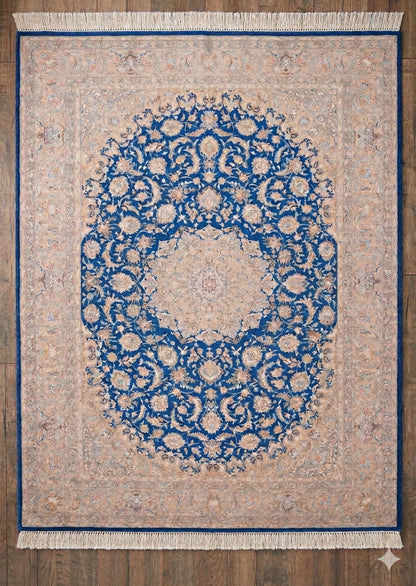 7x10 ft, Fine Turkish Silk Rug with Handmade Fringes